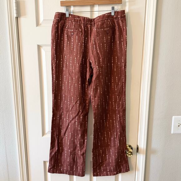 Garnet Hill Classic Linen Trousers in Cinnamon Print - Picture 6 of 9